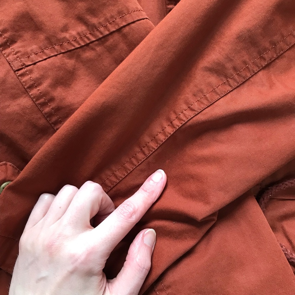 F21 Burnt Sienna Red-Brown Hooded Longline Utility Jacket - M - Picture 12 of 13